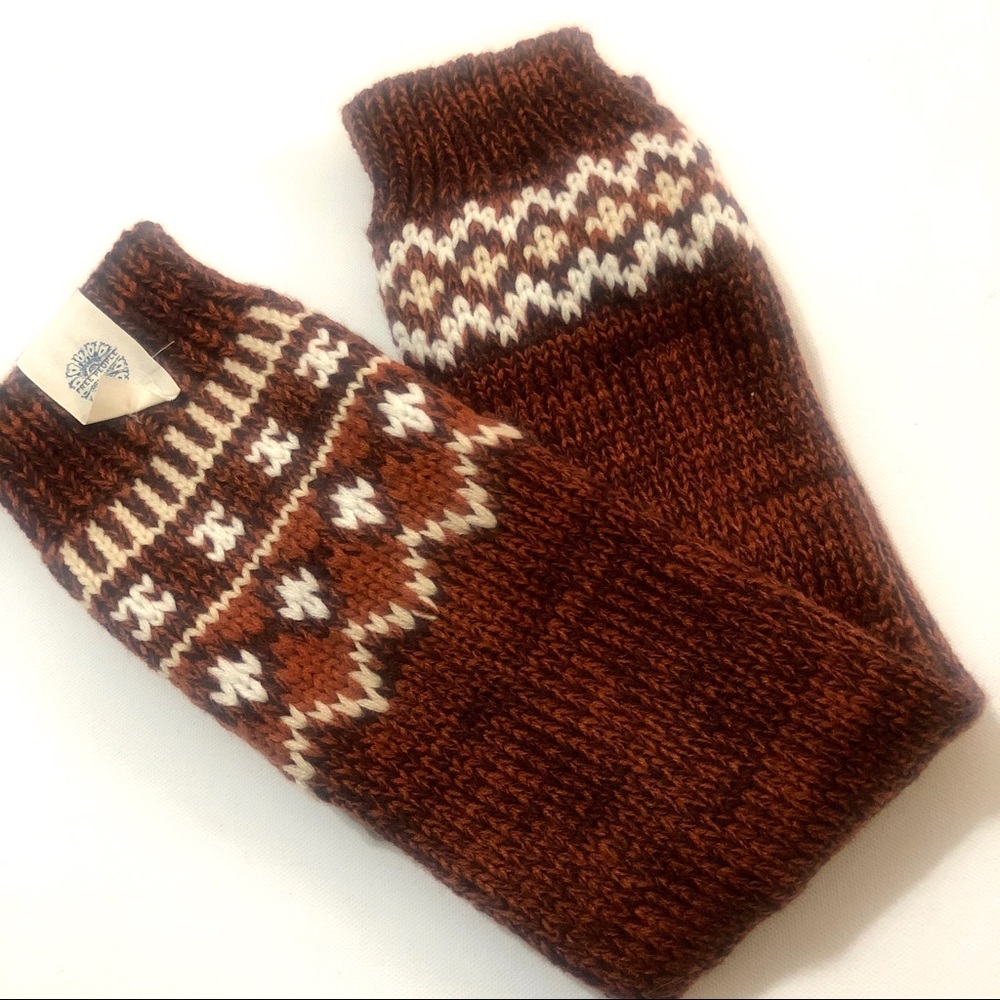 Free People Fairisle Rust Brown Retro Legwarmers - Picture 3 of 8